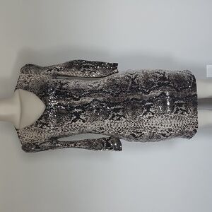 Cache snakeskin print sequin dress-4